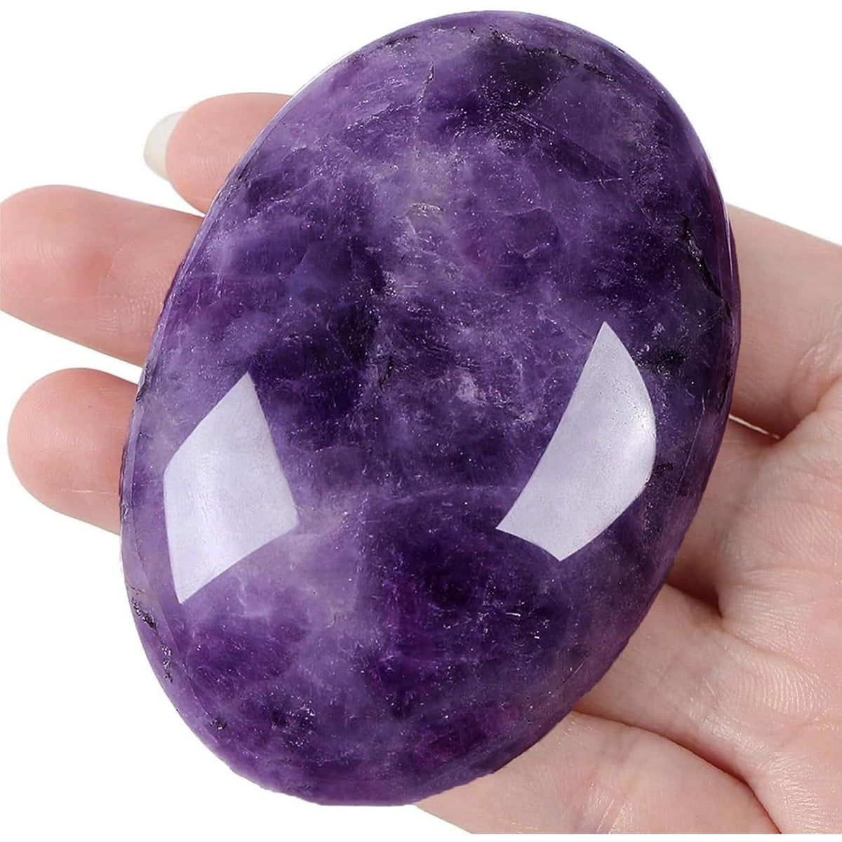 Amethyst Edelstein Handschmeichler 2.4 Zoll Oval, Heilkristall für Meditation