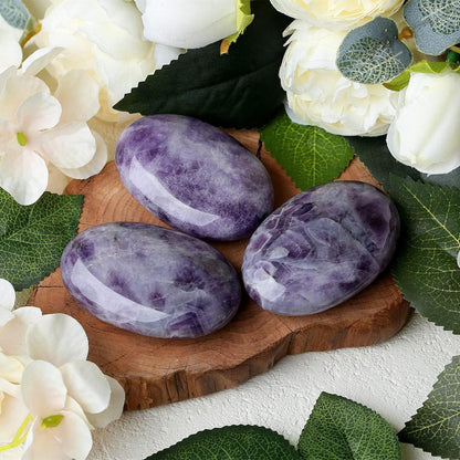Amethyst Edelstein Handschmeichler 2.4 Zoll Oval, Heilkristall für Meditation