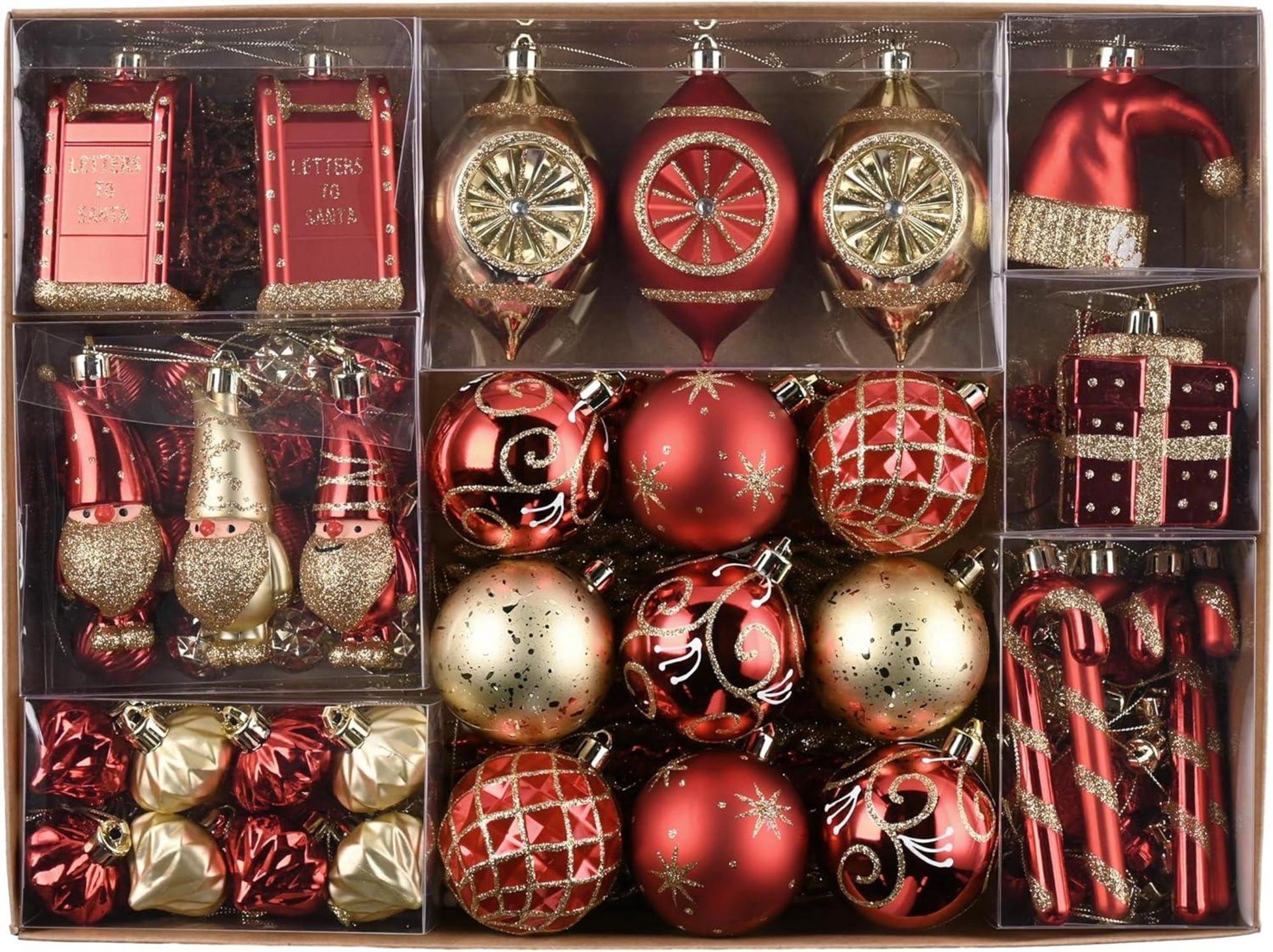 100er Set Weihnachtskugeln Christbaumschmuck in Rot Gold