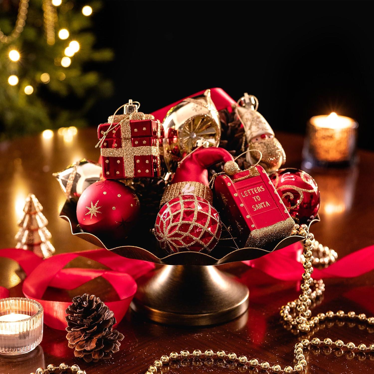 100er Set Weihnachtskugeln Christbaumschmuck in Rot Gold