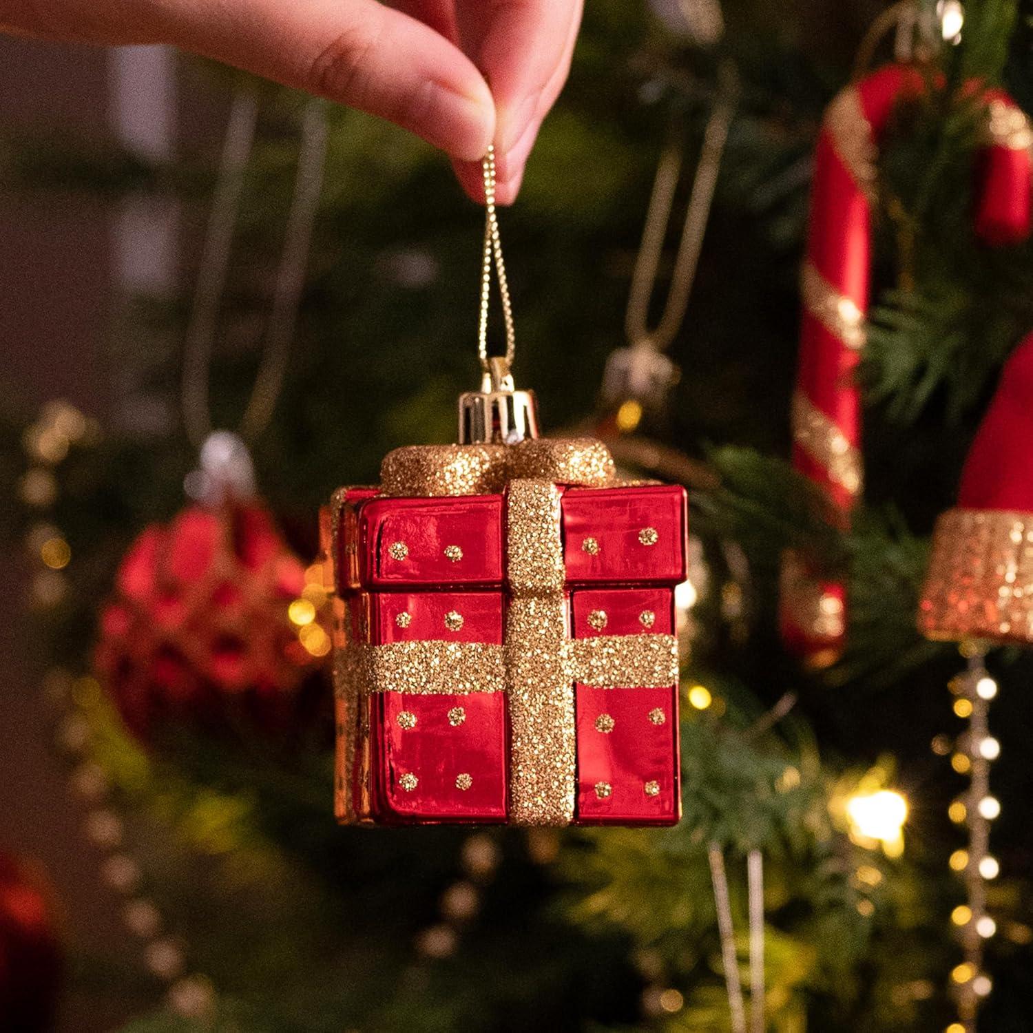 100 Weihnachtskugeln Christbaumschmuck Geschenkpaket Rot Gold