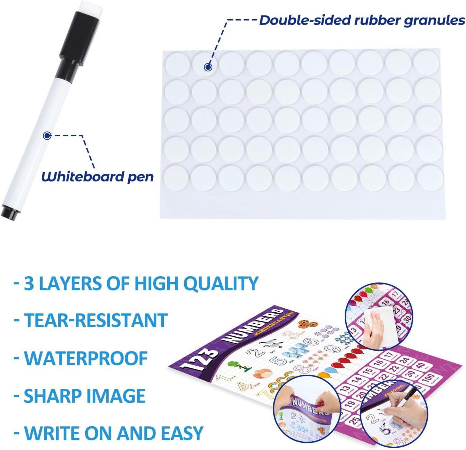 Pädagogische Poster Set für Kleinkinder 3-5 J. Klassenzimmer Dekor Whiteboard-Stift