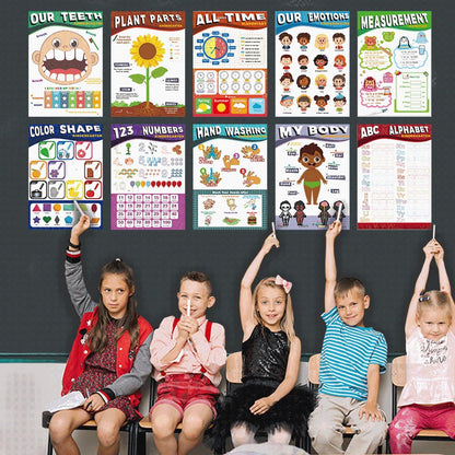Set mit 12 Pädagogischen Lernpostern für Kleinkinder ab 3-5 Jahren