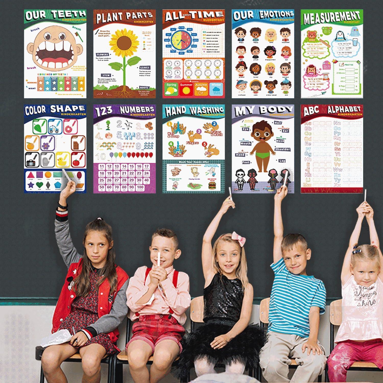 Set mit 12 Pädagogischen Lernpostern für Kleinkinder ab 3-5 Jahren