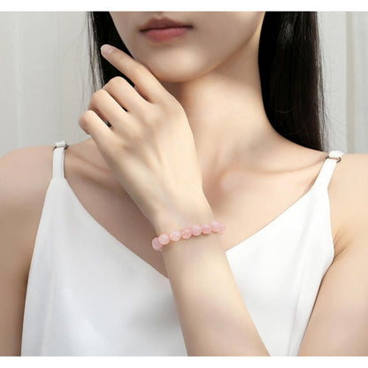 Rosenquarz Kristallarmband Damen Herren Naturstein Perlenarmband 8mm