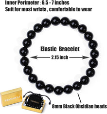 Obsidian Kristall Armband 8mm Perlen Naturstein elastisch