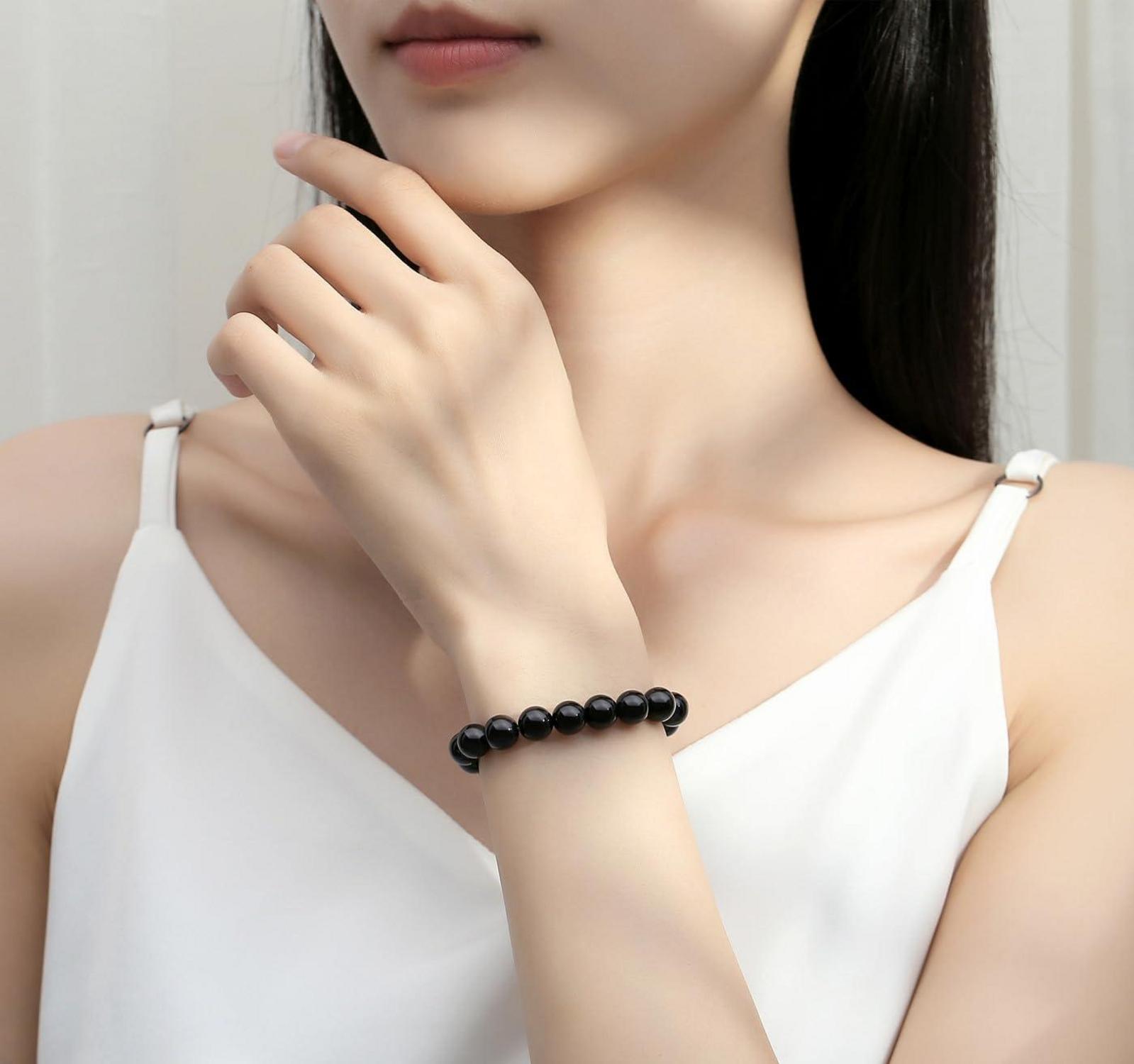 Obsidian Kristall Armband Herren Damen Naturstein Heilsteine 8mm