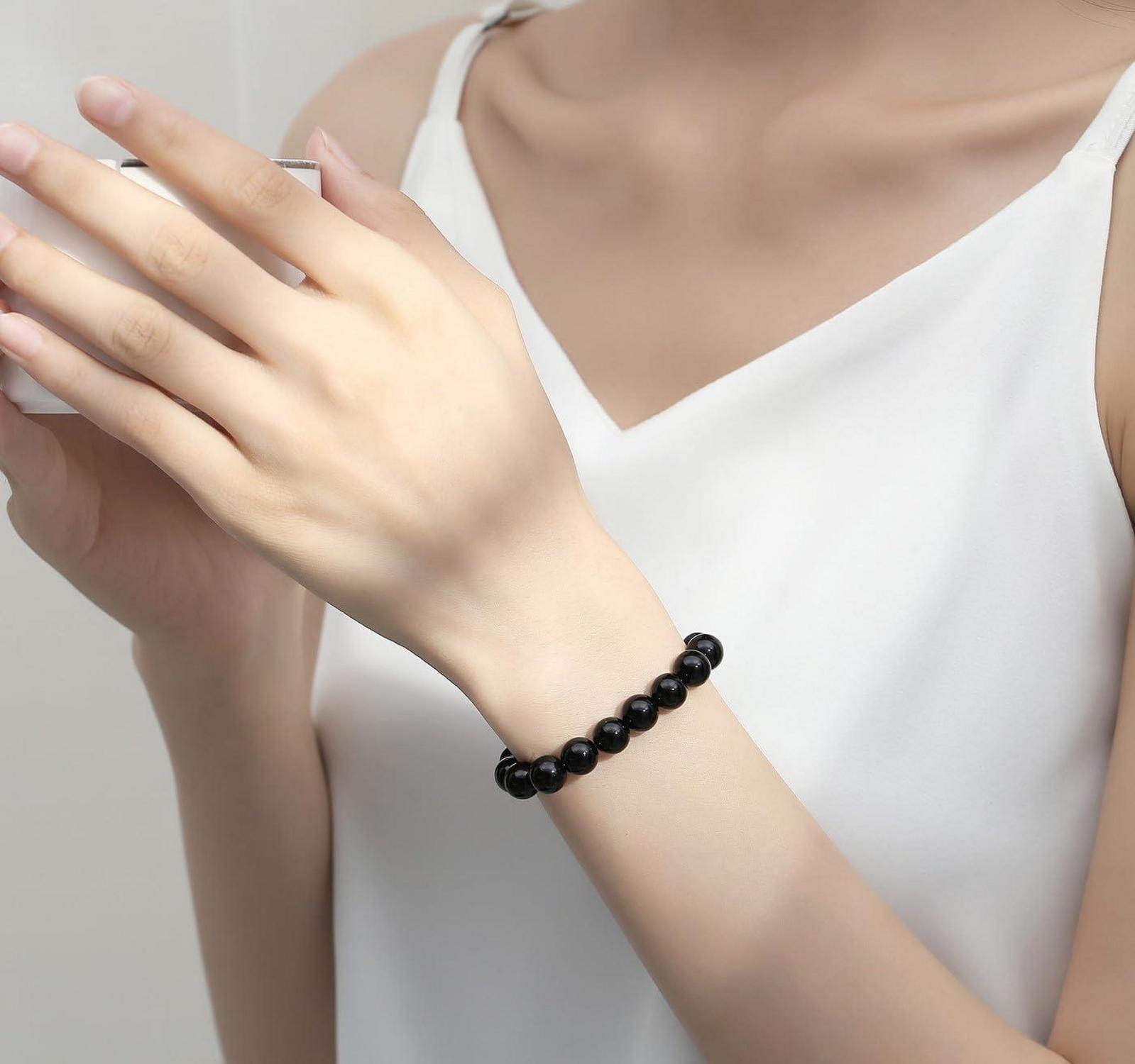 Kristall Armband Perlenarmband Naturstein Obsidian 8mm Größe