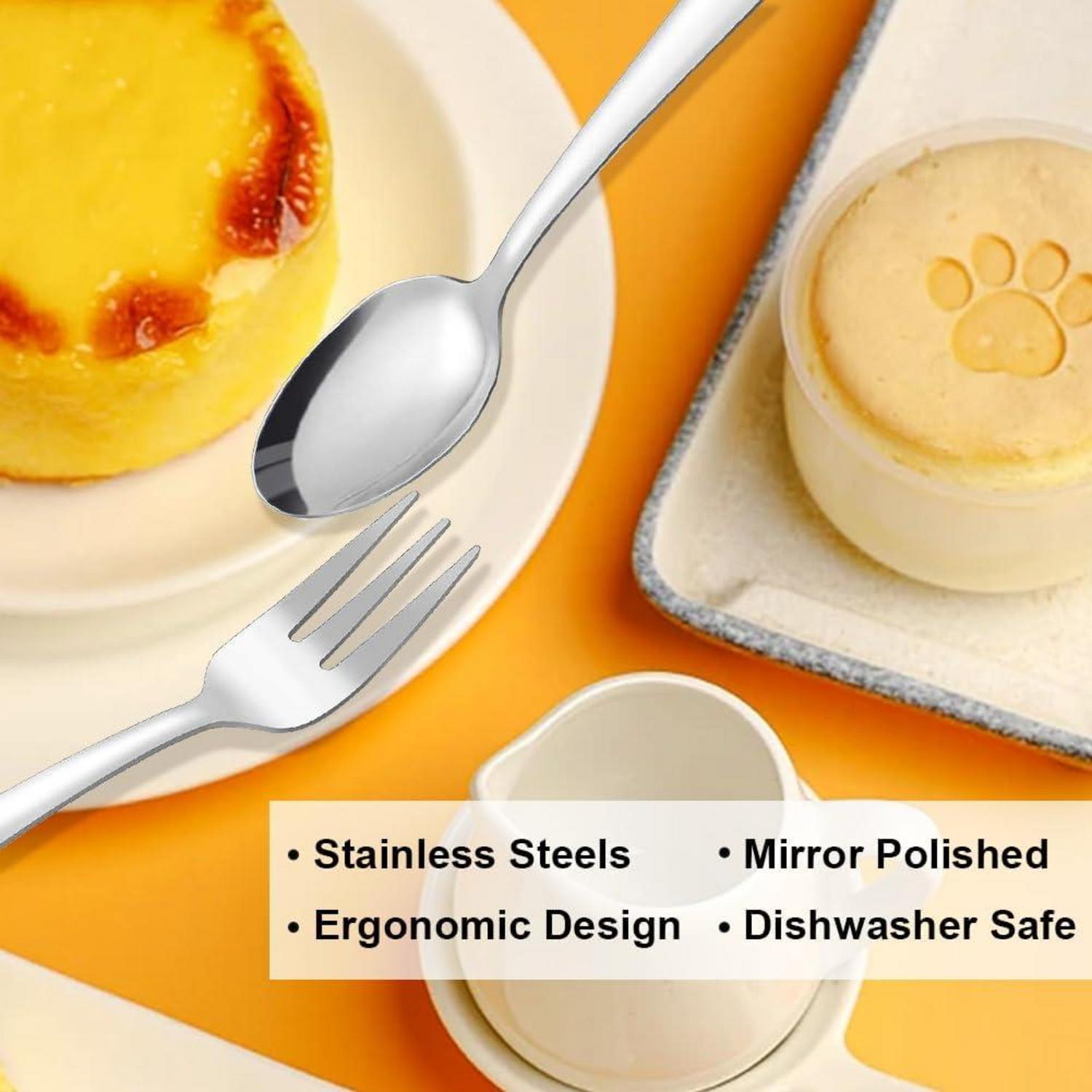 24-teiliges Edelstahl Kuchengabeln und Teelöffel Set 5,71 Inch