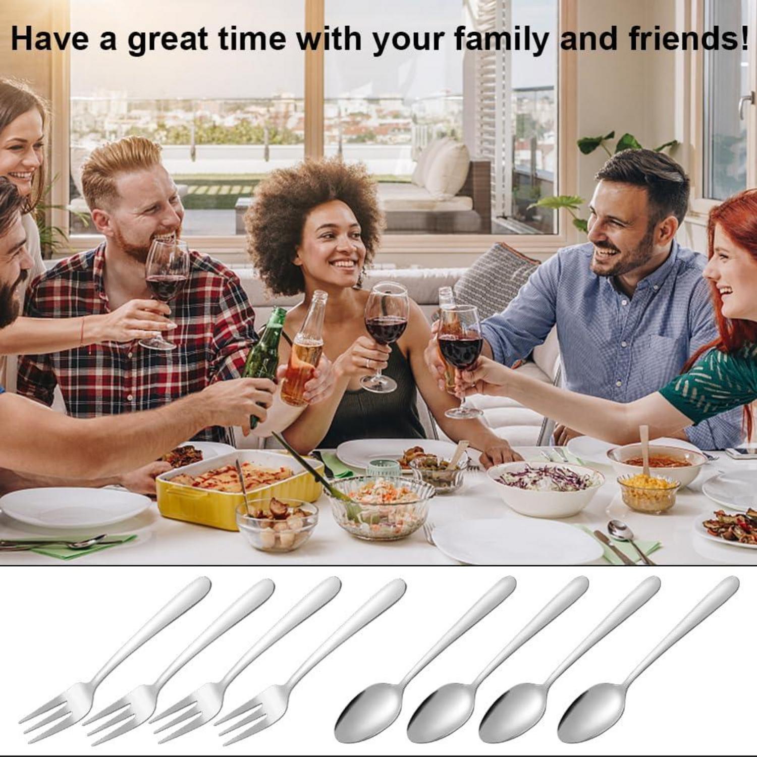 Kleine Edelstahl Löffel und Gabeln Set 24 Stück 5,71 Inch für Hochzeit