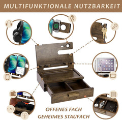 Holz Schubladen Organizer iPhone Docking Station Männer