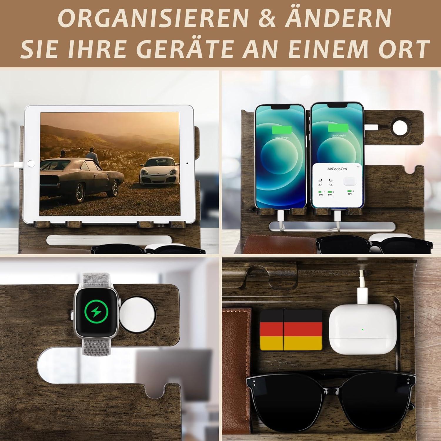 Holz Schubladen Organizer Docking Station Männer Weihnachten