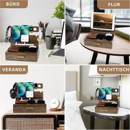 Holz Schubladen Organizer iPhone Docking Station Weihnachtsgeschenk