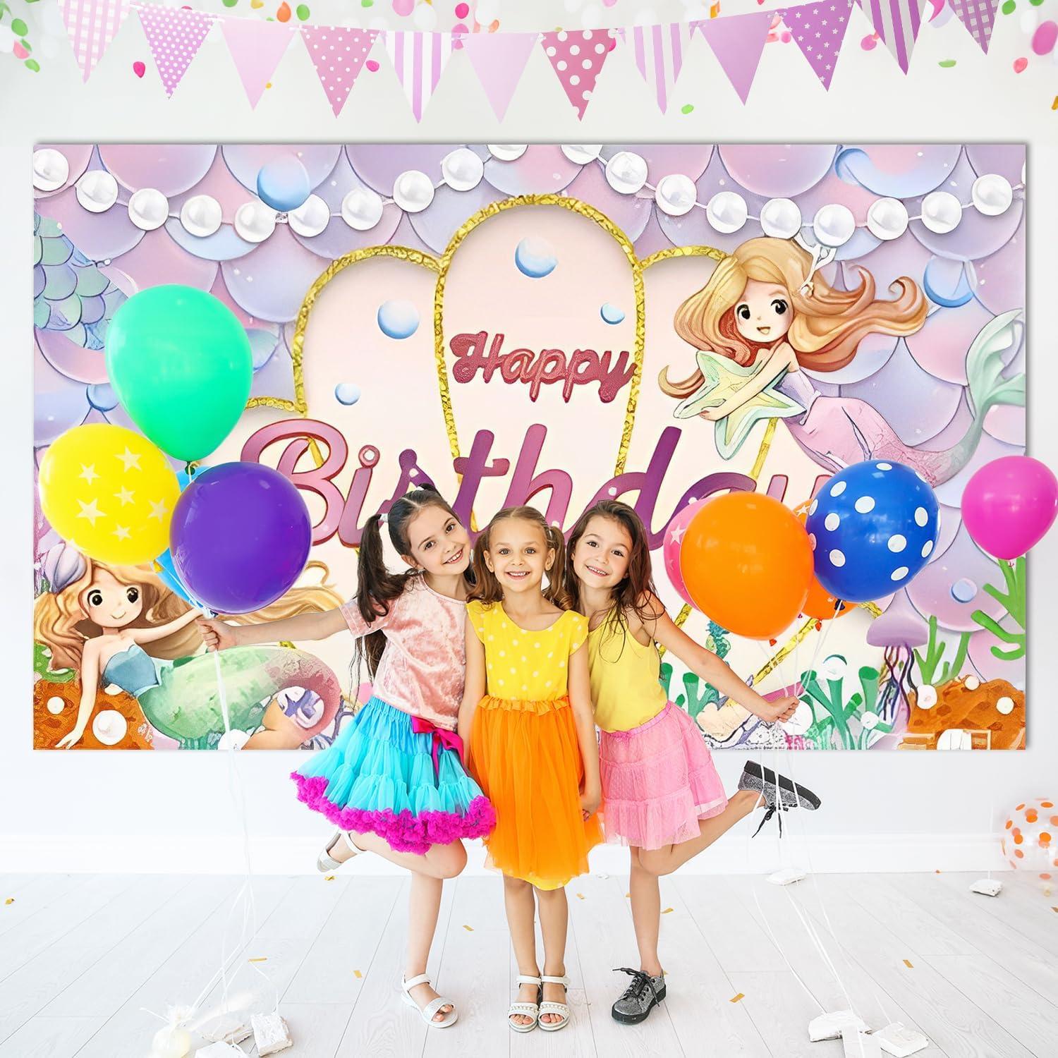 Meerjungfrau Geburtstag Deko Banner Hintergrund 180x110cm