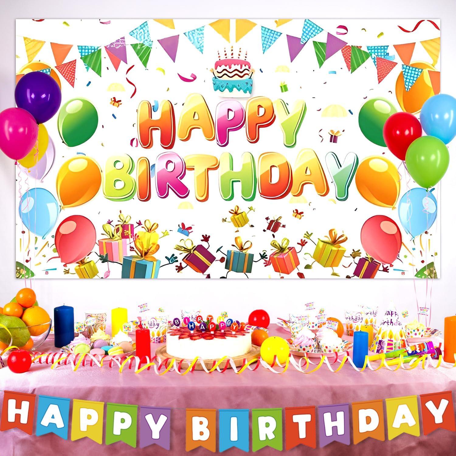Geburtstagsdekorationen Banner Luftballons Geschenke Mädchen Jungen