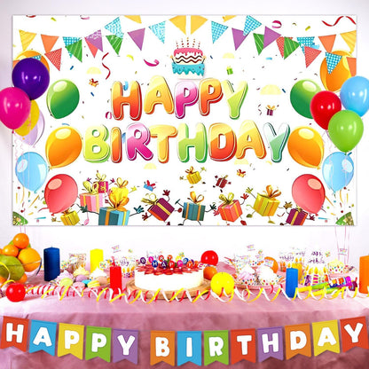 Geburtstagsdekorationen Banner Luftballons Geschenke Mädchen Jungen