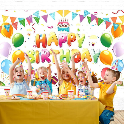 Buntes Happy Birthday Banner Fotohintergrund 180x110 cm