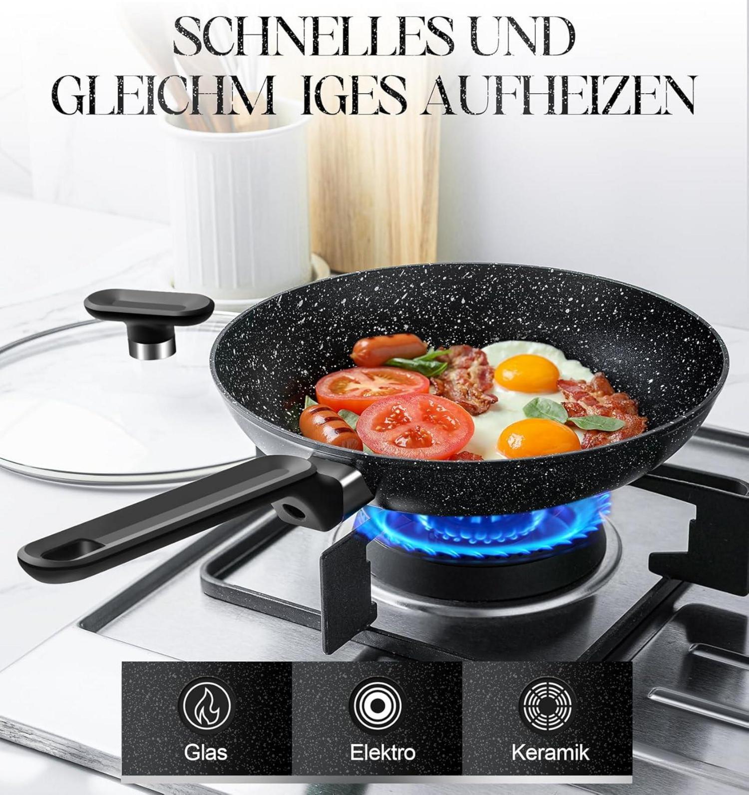 Bratpfanne 20cm mit Deckel Induktion Granit antihaftbeschichtet