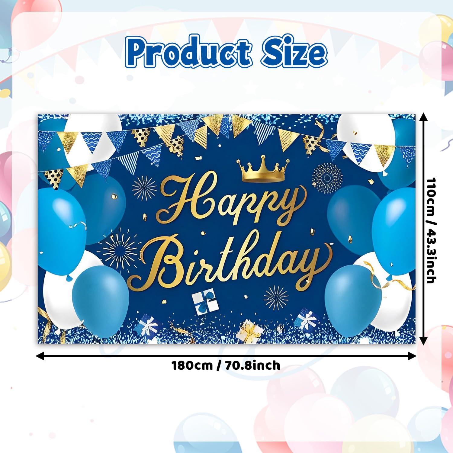 Geburtstag Dekoration Banner, Marineblau Gold, 180x110 cm