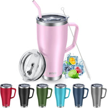 Thermobecher mit Strohhalm 850ml Edelstahl Isolierbecher 30oz Rot