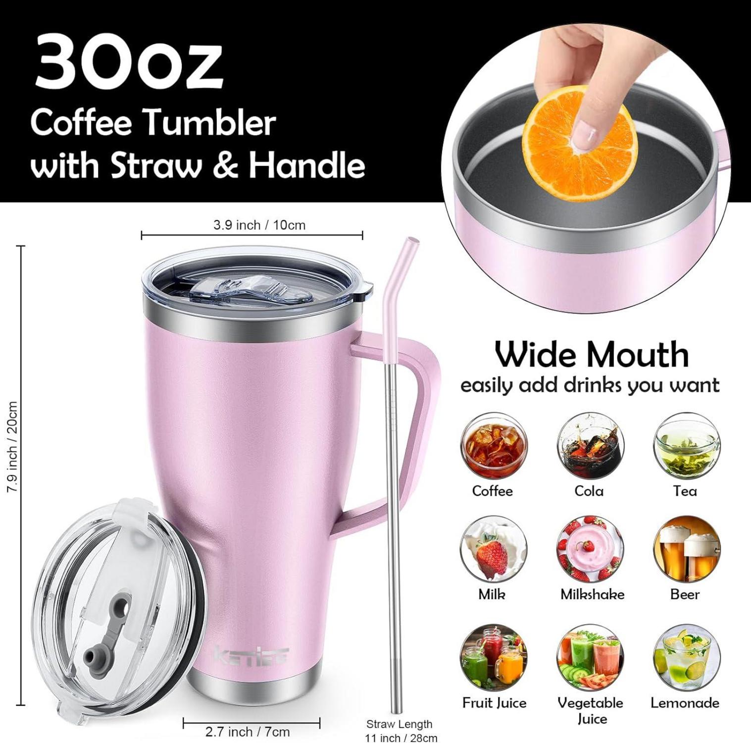 Thermobecher mit Strohhalm 850ml Edelstahl Isolierbecher 30oz Rot