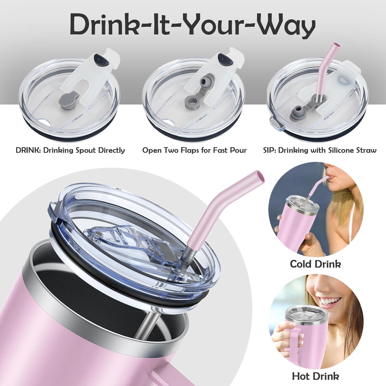 Thermobecher 850ml Edelstahl Isolierbecher Strohhalm Kaffeebecher to go 30oz