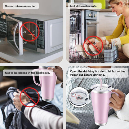 Thermobecher 850ml Edelstahl Isolierbecher Strohhalm Kaffeebecher to go 30oz