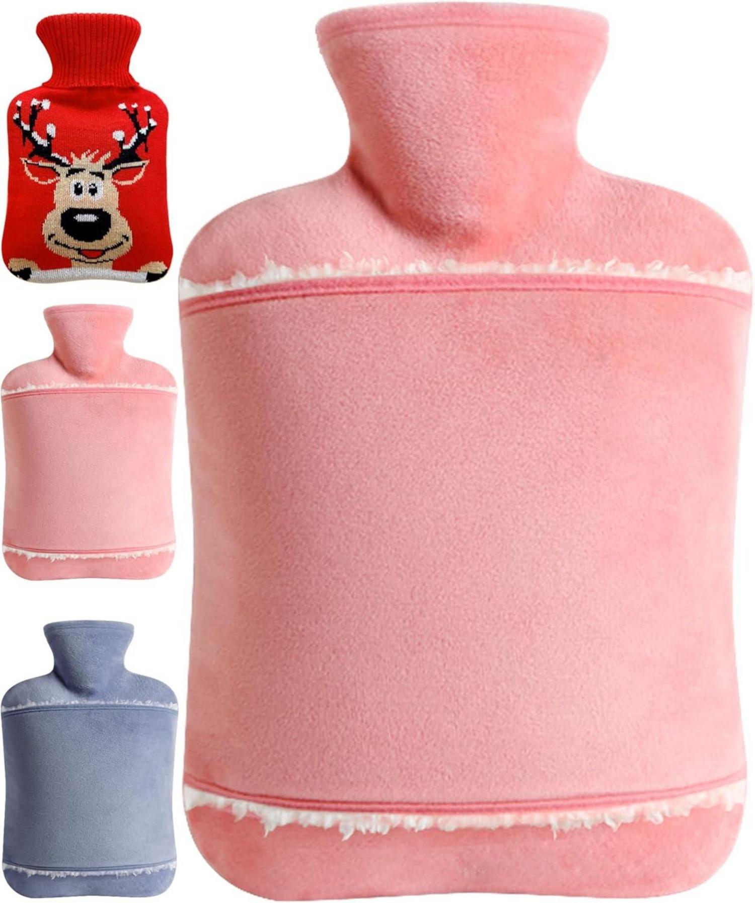 Wärmflasche mit Bezug Auslaufsicher Flauschig 2L Groß BPA Frei PVC Hot
