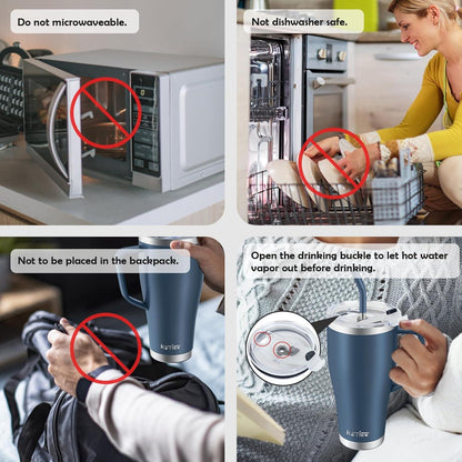 KETIEE Thermobecher 850ml Edelstahl Kaffeebecher to go mit Strohhalm und 2 Deckeln