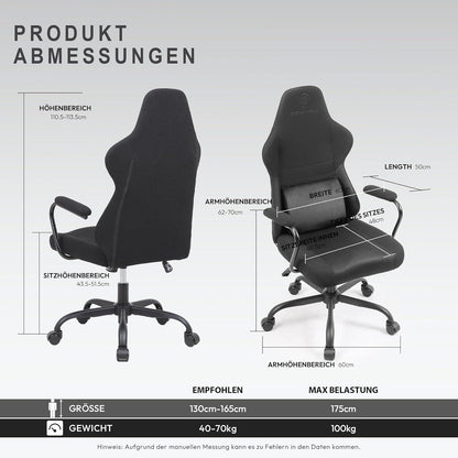 Ergonomischer Gaming Stuhl mit Lendenwirbelstütze für Kinder