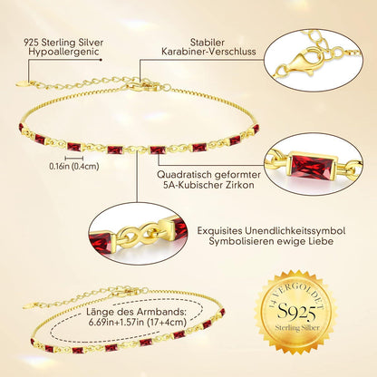 Gold Armband Damen 925 Sterling Silber 14k Vergoldet Zirkonia Infinity