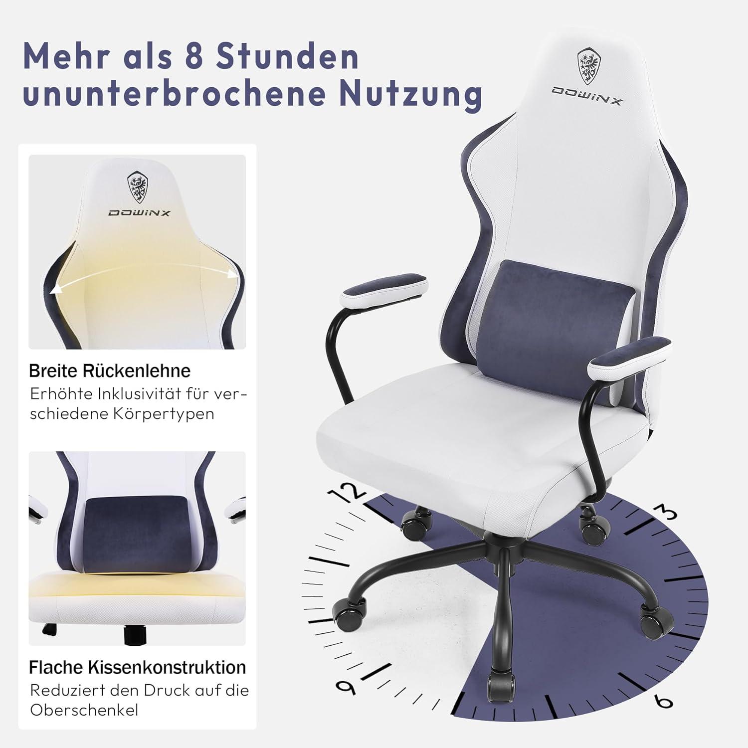 Dowinx Gaming Stuhl Stoff Erwachsene Lendenwirbelstütze Bürostuhl Kinder Blau