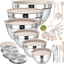 Rührschüssel Set Edelstahl Salatschüssel mit Deckel & Silikonboden