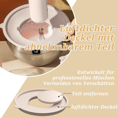 Terlulu Rührschüssel Set Edelstahl Salatschüssel mit Deckel 6.6 L/3.8 L/2.4 L/1.9 L/1.4 L/0.6 L