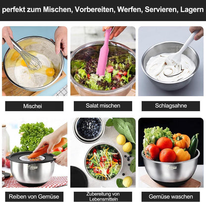 Terlulu Edelstahl Rührschüssel 6er Set mit Deckel