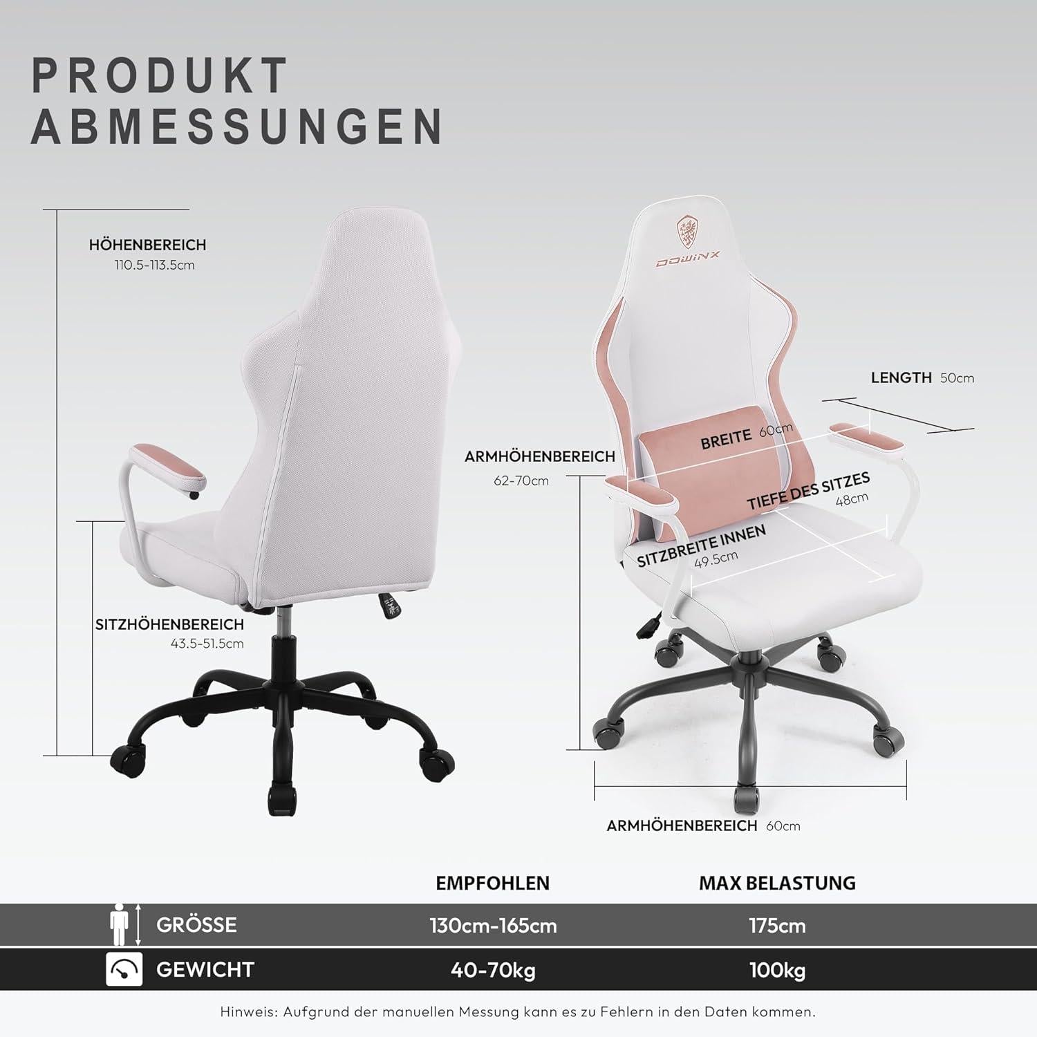 Ergonomischer Gaming Stuhl mit Armlehnen und verstellbarer Höhe