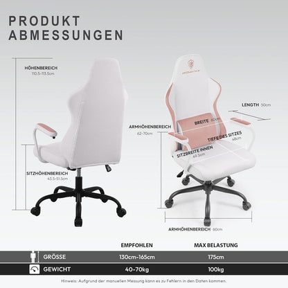Ergonomischer Gaming Stuhl mit Armlehnen und verstellbarer Höhe