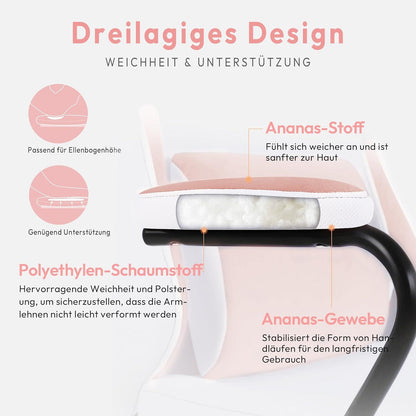 Dowinx Gaming Stuhl Bürostuhl Schreibtischstuhl Ergonomisch Kinder Computer Stuhl Verstellbar Leise Räder Pink