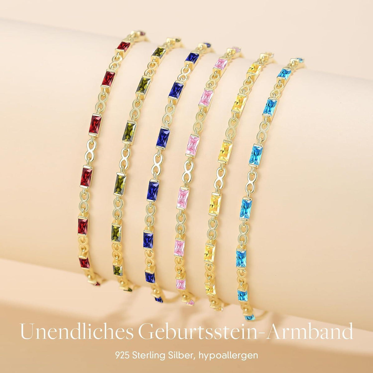 925 Sterling Silber Armband Damen vergoldet Zirkonia Infinity Geschenk
