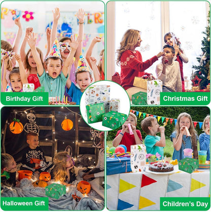 Fußball Geschenkpapier 6 Blatt Grün Weiß 70x50cm Geschenkverpackung