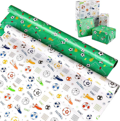 Fußball Geschenkpapier 6 Blatt Grün Weiß 70x50cm Geschenkverpackung
