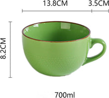 Große Keramik Kaffeetasse 700ml mit Henkel - Grün