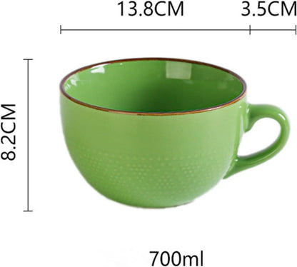 Große Keramik Kaffeetasse 700ml mit Henkel - Grün