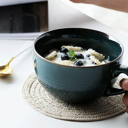 Große Kaffeetasse Keramik 700ml Tee Suppenschüssel Grün mit Griff