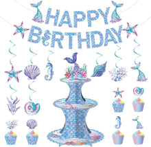 Meerjungfrau Geburtstagsdekoration Set - Banner Cupcake Ständer