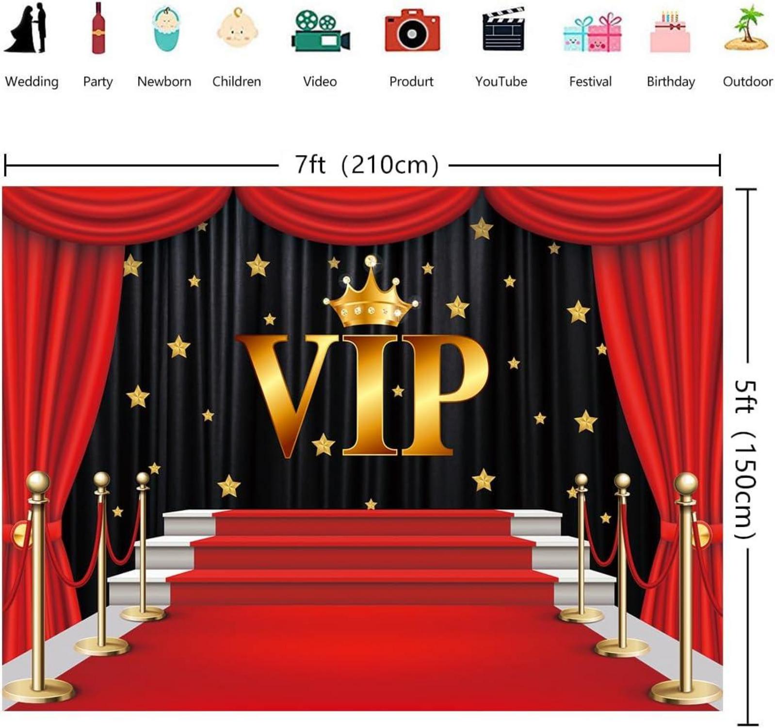 Roter Teppich VIP Fotografie Kulisse Bühne Gold Glitter Spots Hintergrund Partydekoration 2,1 x 1,5 m