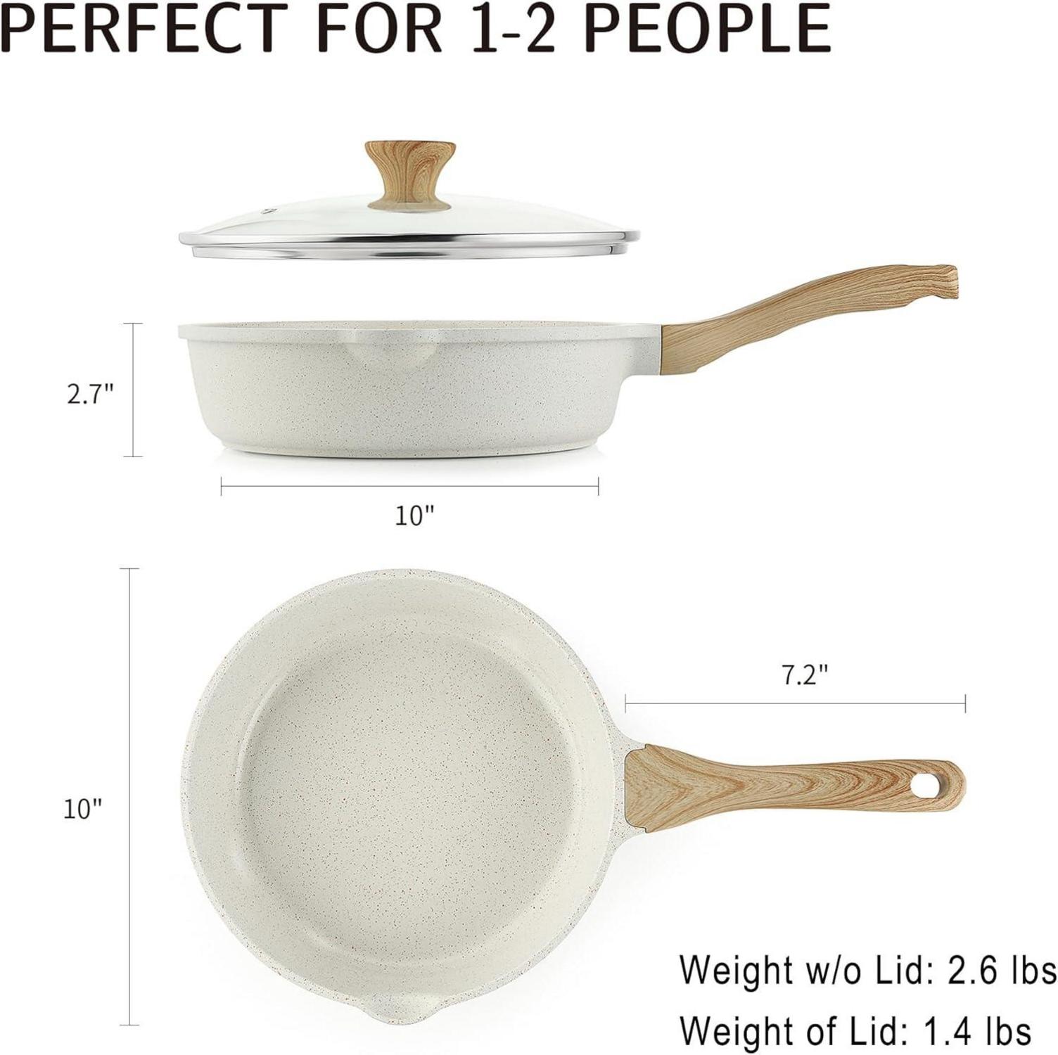 Keramik Bratpfanne mit Deckel 28cm Stay Cool Griff 4L Induktion White