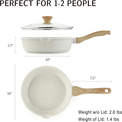 Keramik Bratpfanne mit Deckel 28cm Stay Cool Griff 4L Induktion White