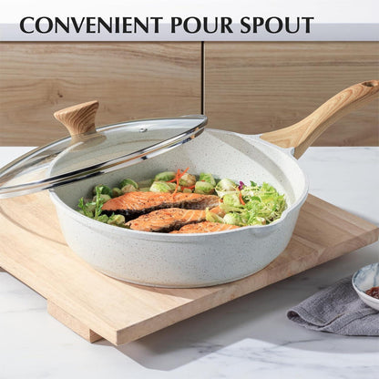 SENSARTE Keramik Bratpfanne 28cm mit Deckel Stay Cool Griff Induktion PFOA-frei