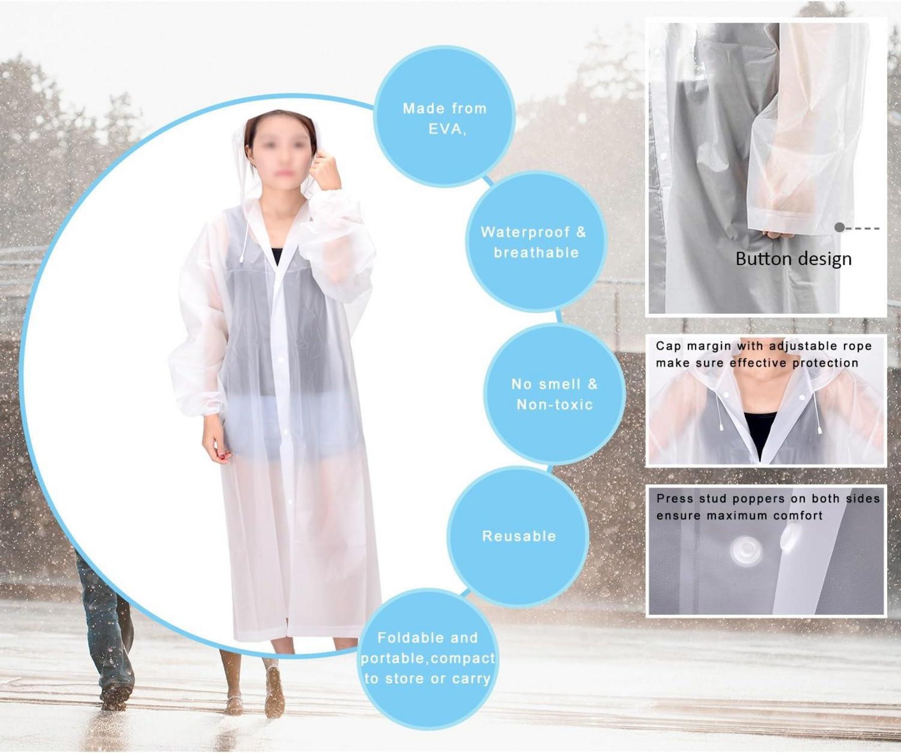 LEBEXY Regenponcho Damen und Herren mit Kapuze 2er Set in